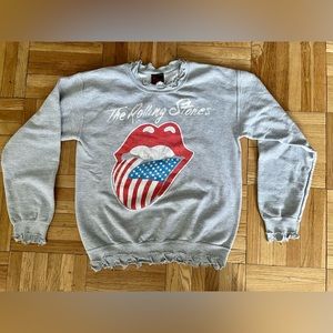 Bravado // The Rolling Stones Distressed Crewneck Sweatshirt - Small - Gray